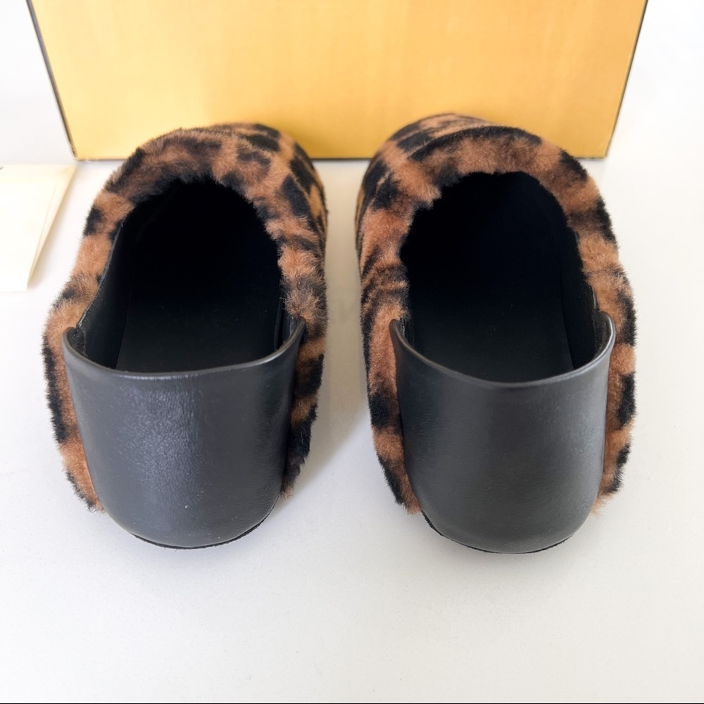 Fendi FF Shearling Fur Slippers Shoes in Brown NIB - Picture 9 of 11